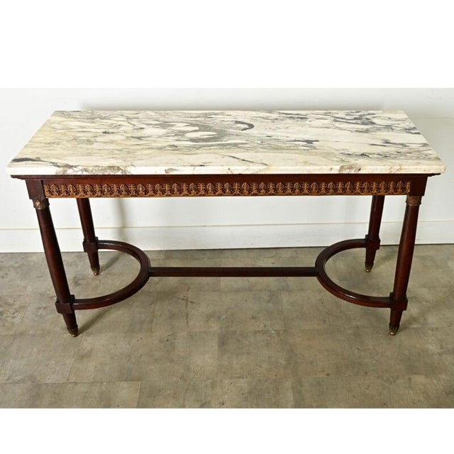 Wood French 19th Century Louis XVI Style Mahogany & Marble Center Table For Sale - Image 7 of 12