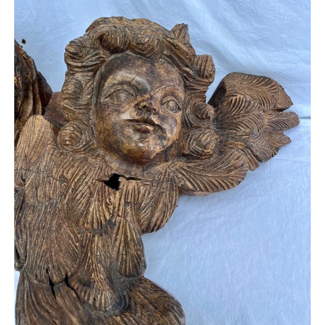 Rare Large 15th Century Renaissance English Oak Roof Angels Corbel. For Sale In West Palm - Image 6 of 12