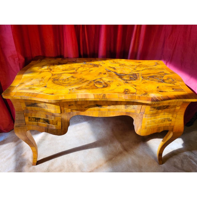 Final Clearance Thru 1/30 Only Maitland-Smith Inspired Oyster Burl BurlWood Italian Desk 20th Century For Sale - Image 12 of 13