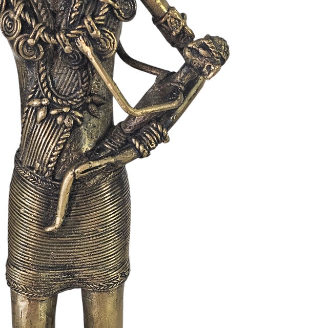 Dhokra Indian Woman & Baby Statuette 15" For Sale In San Francisco - Image 6 of 11