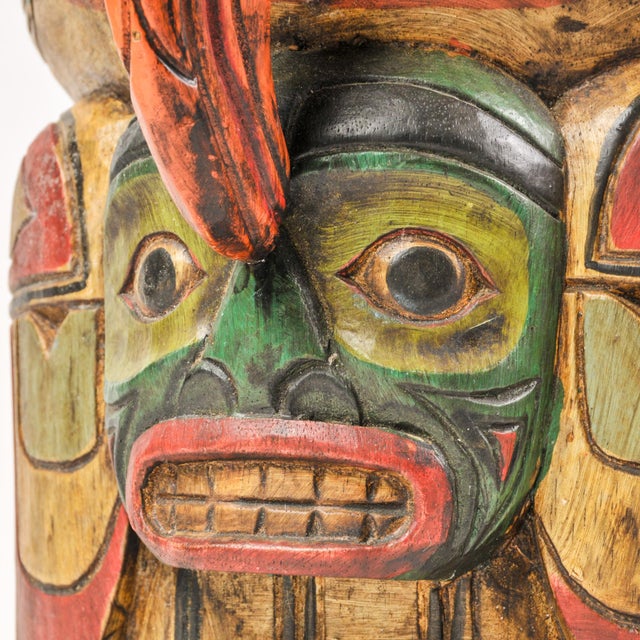 Large Pacific Northwest Coast Indigenous Art Style Carved Totem Wall Hanging For Sale - Image 16 of 16