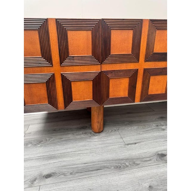 Large Vintage Italian Four Doors Geomagnetic Design Credenza, 1965 For Sale - Image 4 of 9