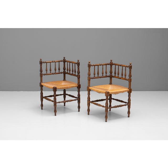 Brown Vintage Corner Chairs, 1920s, Set of 2 For Sale - Image 8 of 8