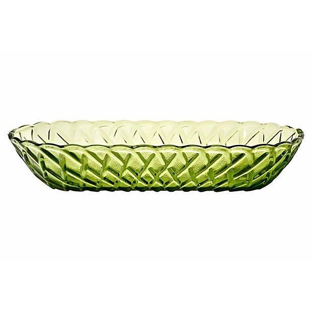 Green Oval Basket Weave Glass Bowls a Pair Chairish