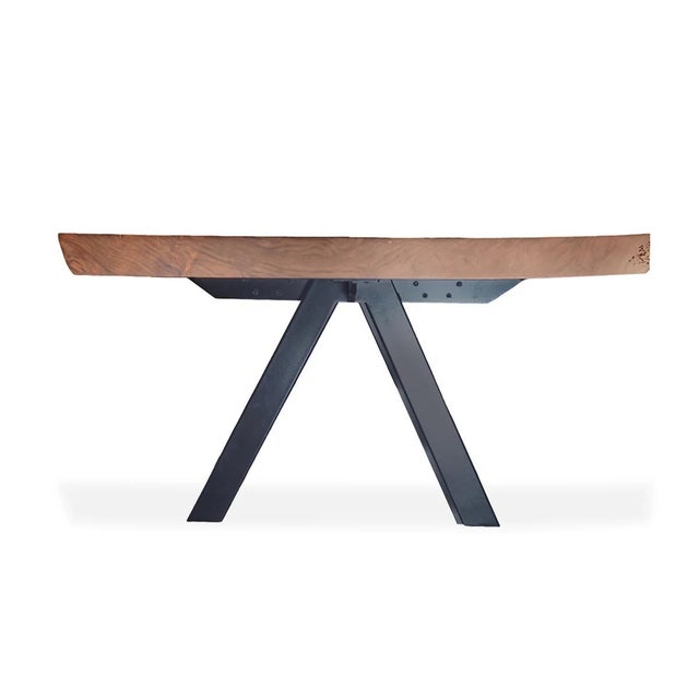 Custom 16 Feet Double Slab Claro Walnut With Cantilever Base Table - George Nakashima Inspired For Sale - Image 10 of 15