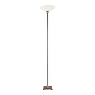 Slim Modernist Iron Torchiere Floor Lamp For Sale