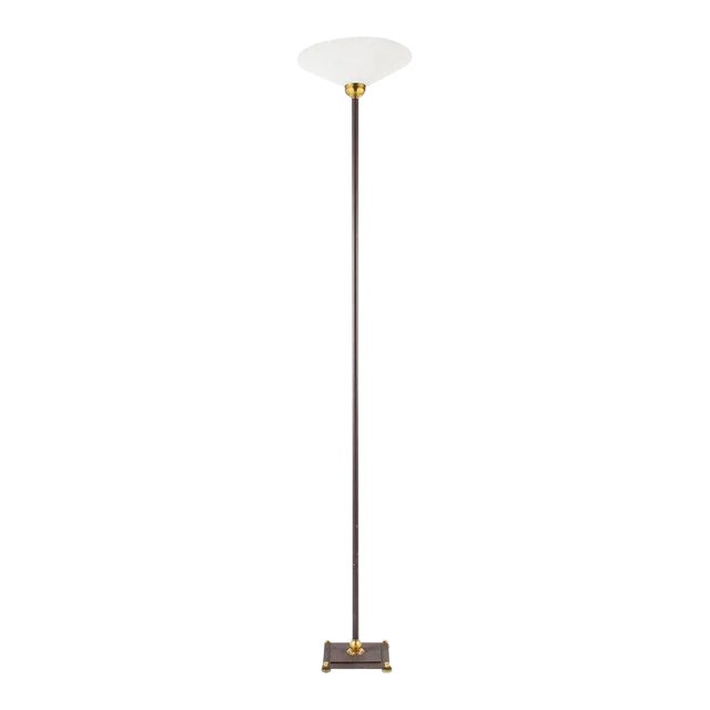 Slim Modernist Iron Torchiere Floor Lamp For Sale