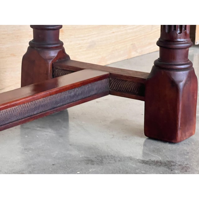 Early 20th Century Catalan Spanish Carved Walnut Console Table with Two Drawers For Sale - Image 14 of 18