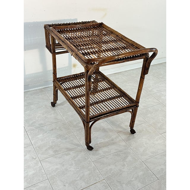 Vintage Italian Bamboo Bar Trolley, 1950s For Sale - Image 14 of 17