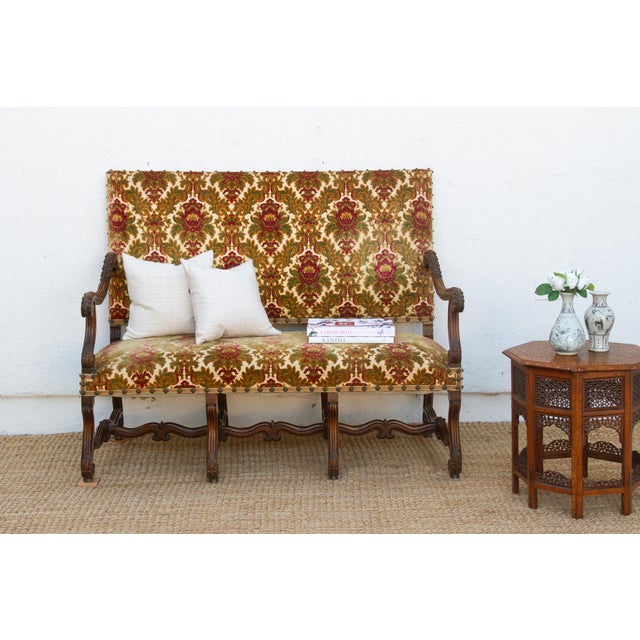 Antique French Carved Walnut Mouton Settee For Sale - Image 14 of 14
