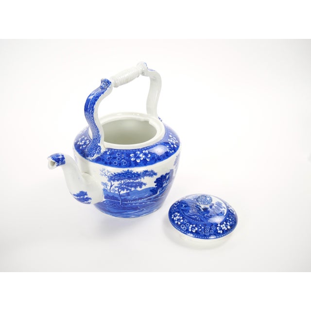 English Antique Oversized English Blue and White Porcelain Tea / Coffee Pot For Sale - Image 3 of 15