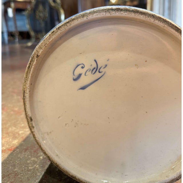 Mid 20th Century Mid-Century French Blue & White Painted Porcelain Umbrella Stand For Sale - Image 9 of 9