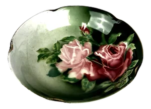 1800s Hand Painted Rose Pattern Serving Bowl