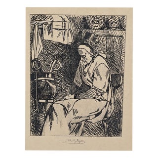 Félicien Rops, Woman from the Gâtinais, 19th Century, Engraving For Sale
