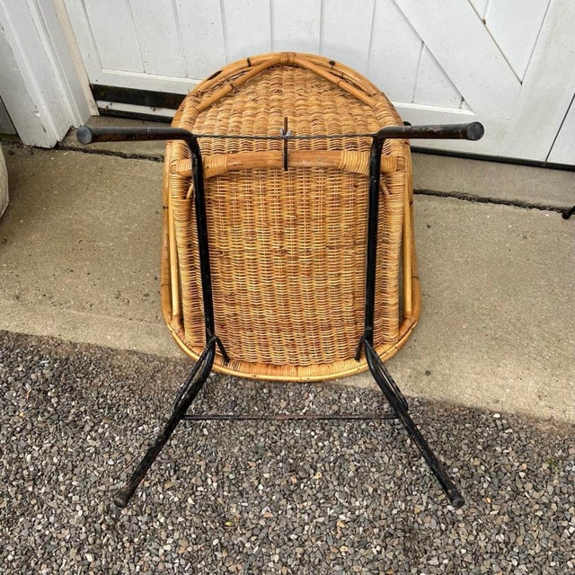 1960s Vintage Mid Century Boho Bamboo Rattan Basket Hoop Chairs- Set of 4 For Sale In Philadelphia - Image 6 of 10