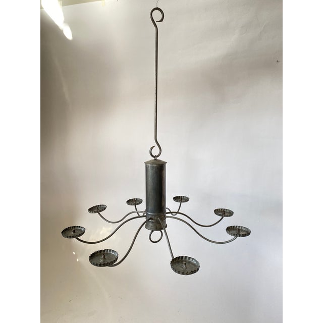 Vintage Metal Eight Arm Chandelier For Sale - Image 9 of 10