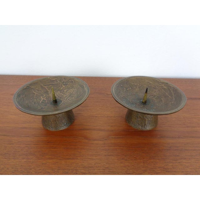 Metal Brutalist Bronze Candleholders, 1960s, Set of 2 For Sale - Image 7 of 15