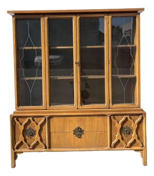 Vintage China Cabinet Bookcase Chinoiserie Hollywood Regency Sideboard