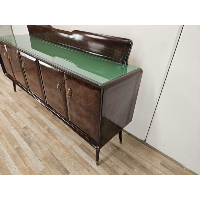 Mid-Century Modern Mahogany Sideboard with Glass Top, 1960 For Sale - Image 3 of 18
