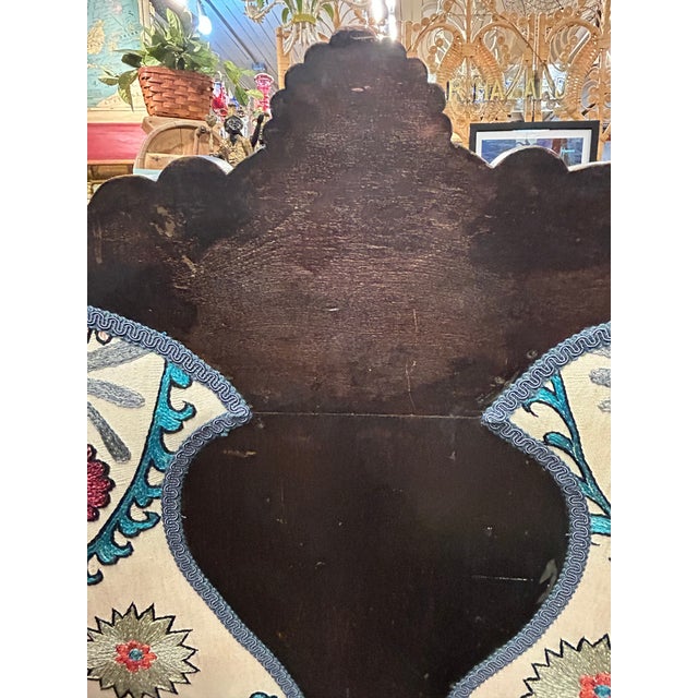 Antique Victorian Style Carved Mahogany Loveseat With Suzani Textile Upholstery For Sale - Image 11 of 18