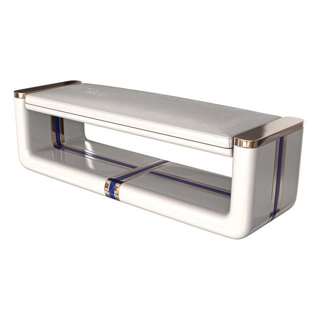 "Armonia" Bench, Stainless Steel, Bronze Details, Handmade For Sale In Los Angeles - Image 6 of 8