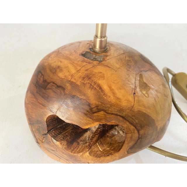 Sculptural Ceiling Lamp Carved in Olive Wood Block, France, 1950s For Sale - Image 11 of 12