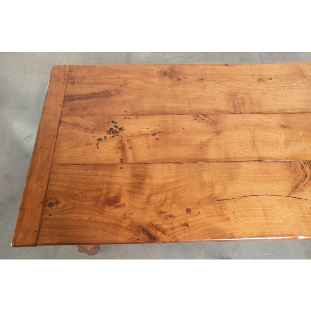 Wood Antique 18th Century French Dining Table with Fruitwood Top and Oak Base For Sale - Image 7 of 14