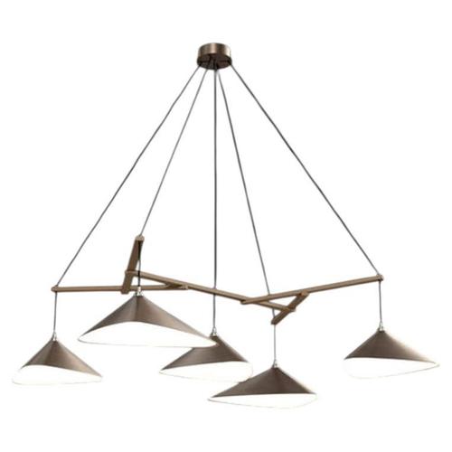 Emily Group of Five Pendant Light in Steel with Dark Bronze Finish by Moss Objects For Sale - Image 12 of 12