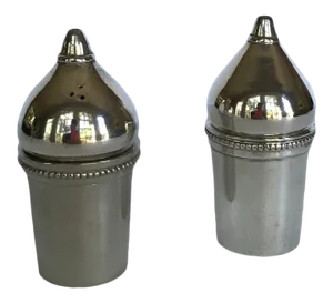 Mid Century Silverplate Dome Top Salt and Pepper Shakers - a Pair