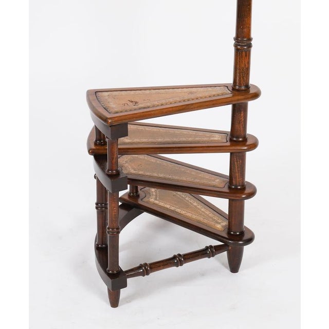 Wood Vintage Spiral Mahogany Library Steps, 20th Century For Sale - Image 7 of 11