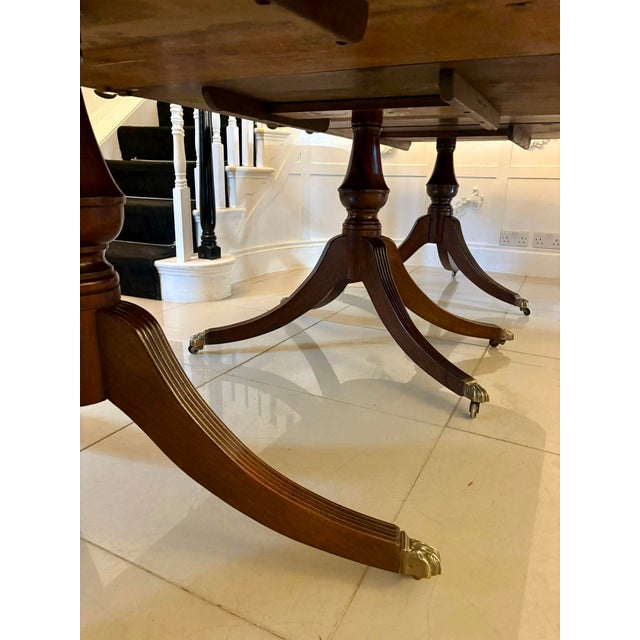 Antique Edwardian Triple-Pedestal 12-Seater Dining Table, 1900 For Sale - Image 15 of 18