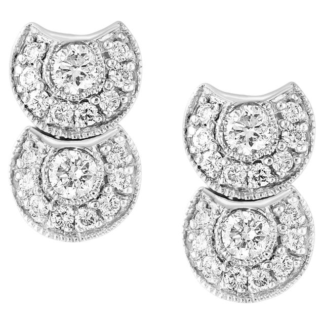 1 Carat, Cluster Stud Earrings 14 Karat White Gold Post Back, Great Value For Sale - Image 15 of 18