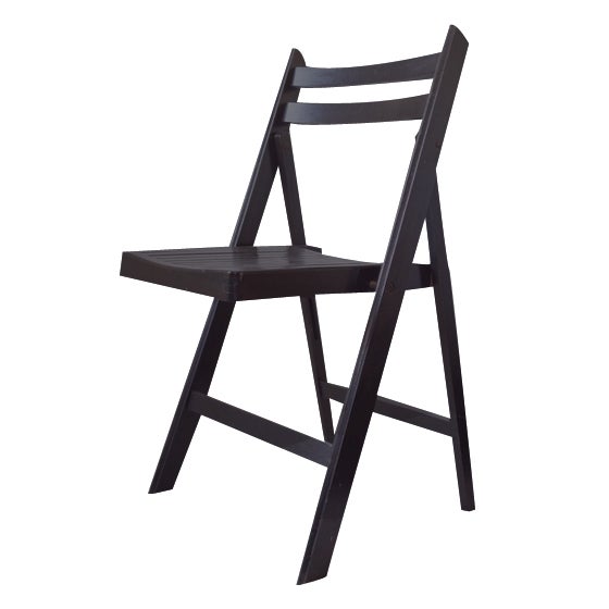 Vintage Painted Black Folding Chairs, Set of 5 For Sale