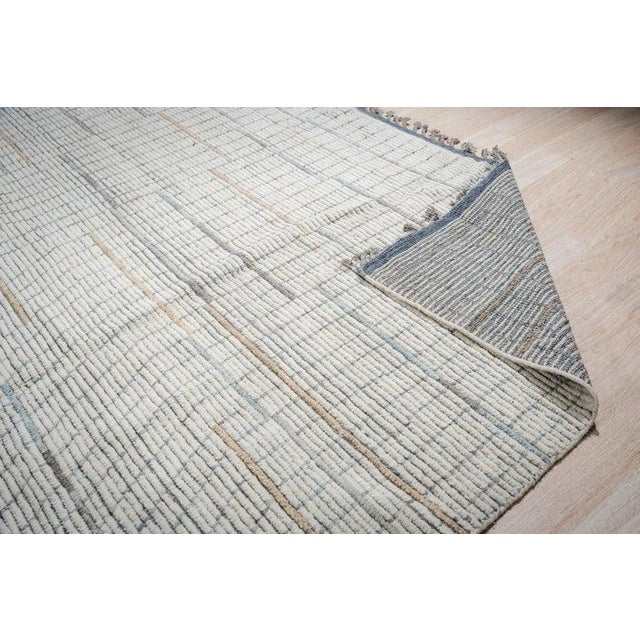 2020s 9x12 Ivory Hand-Knotted Wool Linear Gridwork Geometric Modern Carpet Rug For Sale - Image 5 of 9