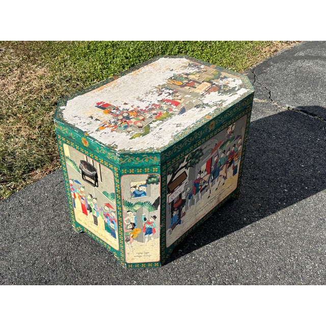 Late 19th / Early 20th Century Thai Travel Trunk - Octagonal, Original, Artisan Paint and Construction For Sale - Image 6 of 11