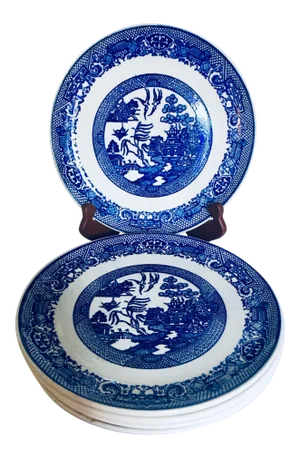 Blue Willow Transferware Plates - Set of 5