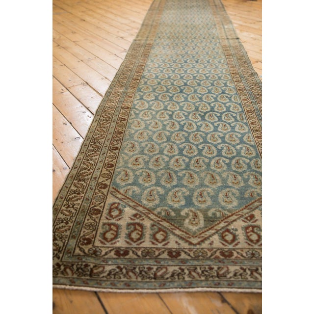 Old New House 1930s Vintage Persian Hamadan Staggered Boteh Wool Rug Runner For Sale - Image 4 of 11