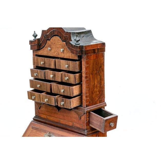 Brown Antique Salesman Sample English Walnut Secretary Bookcase For Sale - Image 8 of 18