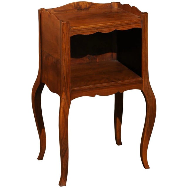 19th Century French Louis XV Style Wooden Bedside Table with Open Shelf For Sale - Image 12 of 12