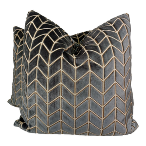 Harlequin "Perplex Velvet" in Graphite 22" Pillows-a Pair