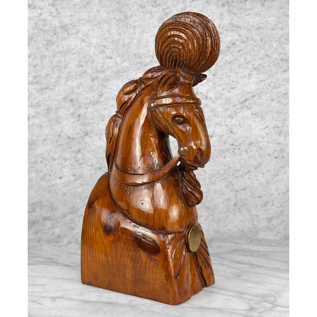 Traditional Vintage 17" Traditional Equestrian Show Horse Carved Wood Sculpture For Sale - Image 3 of 8
