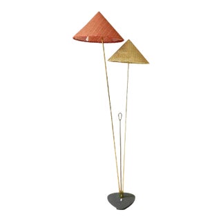 Floor Lamp with Two Original Pointed Cone Umbrellas by Rupert Nikoll For Sale