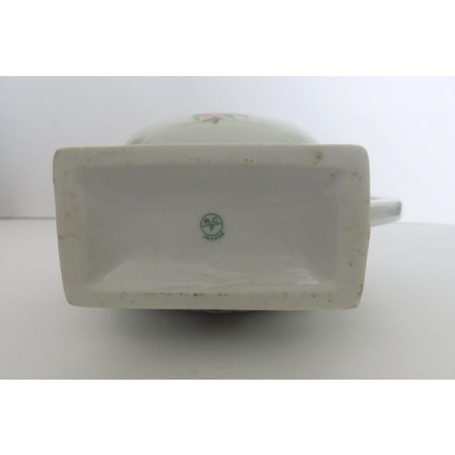 Limoges Riviere Combe Large Creamer 1930-40s Mint Green Gold Trim Airy Sprays of Florals For Sale - Image 9 of 9