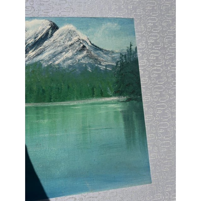 1990s Mountain and Lakeside Landscape Painting on Canvas For Sale In Atlanta - Image 6 of 7