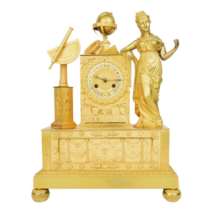 19th Century French Empire Gilt Bronze Mantel Clock