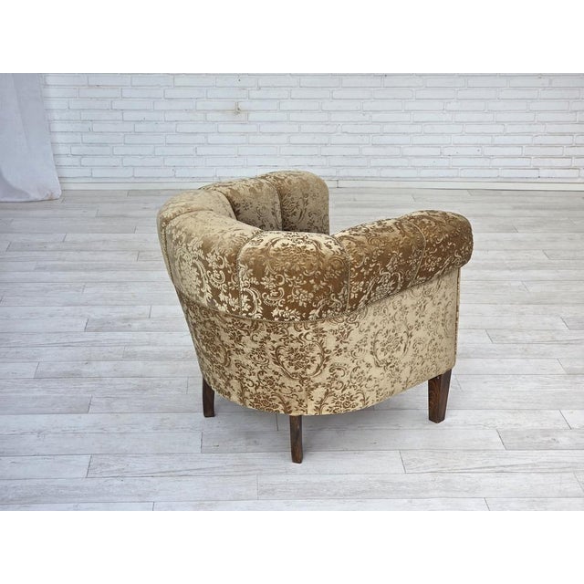 Vintage Danish Armchair in Green Furniture Velour & Ash Wood Legs, 1960s For Sale - Image 15 of 18