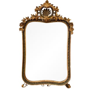 Vintage Italian Carved and Parcel Gilt Mirror For Sale