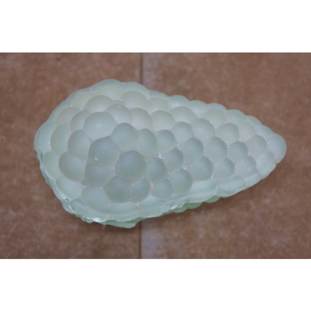 Glass Antique French Green Uranium Glass Grape Cluster Compote Trinket Box 6" For Sale - Image 7 of 16