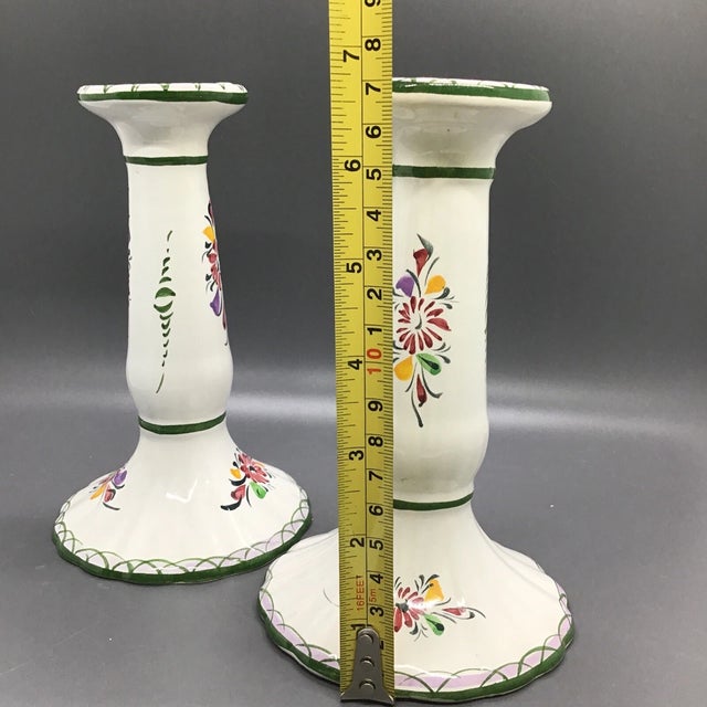 Vintage MCM Hand Painted Taper Candle Holders- Set of 2 For Sale In Phoenix - Image 6 of 7