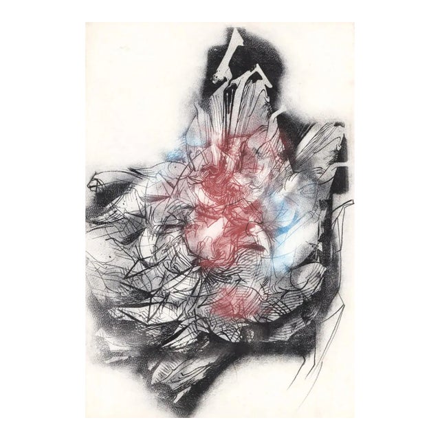 1965 Hella Fischer-Thorer Abstract Mixed Media Lithograph For Sale